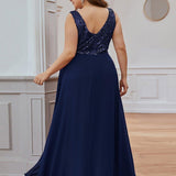 Robes de soirée sexy en mousseline de soie maxi haut-bas avec paillettes