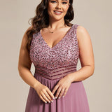 Robes de soirée sexy en mousseline de soie maxi haut-bas avec paillettes