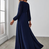 ever AMOUR|Robe de Soiree Longue Elegante Avec Lanterne en V Profond a Manches Fendues et Appliques