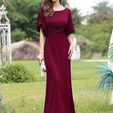 ever VICOTIRE|Robe de Soirée Longue Chic à Col Rond et Demi Manches(Vente Finale)