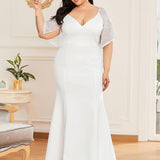 ever SLOANE|Robe de Soirée Sirène Moulante Sexy à Col en V et Manches évasée
