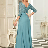 ever LUENA|Robe Longue Sensuelle Col en V Paillettes Manches 3/4