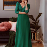 ever LUENA|Robe Longue Sensuelle Col en V Paillettes Manches 3/4