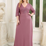 ever LUENA|Robe Longue Sensuelle Col en V Paillettes Manches 3/4