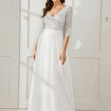 ever LUENA|Robe Longue Sensuelle Col en V Paillettes Manches 3/4