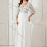 ever LUENA|Robe Longue Sensuelle Col en V Paillettes Manches 3/4