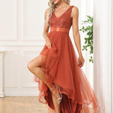 ever SASHIA|Robe de Cocktail en Tulle à Paillettes Haut Bas Ourlet Asymétrique