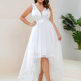 ever SASHIA|Robe de Cocktail en Tulle à Paillettes Haut Bas Ourlet Asymétrique