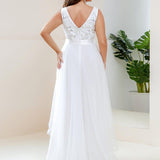 ever SASHIA|Robe de Cocktail en Tulle à Paillettes Haut Bas Ourlet Asymétrique