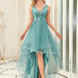 ever SASHIA|Robe de Cocktail en Tulle à Paillettes Haut Bas Ourlet Asymétrique