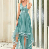 ever SASHIA|Robe de Cocktail en Tulle à Paillettes Haut Bas Ourlet Asymétrique