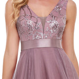 ever SASHIA|Robe de Cocktail en Tulle à Paillettes Haut Bas Ourlet Asymétrique