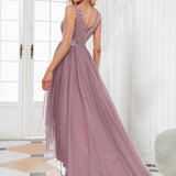 ever SASHIA|Robe de Cocktail en Tulle à Paillettes Haut Bas Ourlet Asymétrique