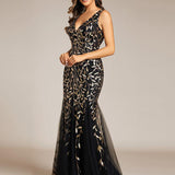 ever ORIEL|Robe de soirée Longue Sexy en sequins col en V pour femmes
