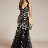 ever ORIEL|Robe de soirée Longue Sexy en sequins col en V pour femmes