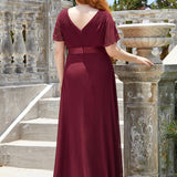 ever MONICA|Robe de soirée de mariage élégante en mousseline taille haute