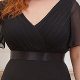 ever MONICA|Robe de soirée de mariage élégante en mousseline taille haute