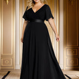 ever MONICA|Robe de soirée de mariage élégante en mousseline taille haute