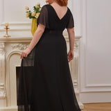 ever MONICA|Robe de soirée de mariage élégante en mousseline taille haute