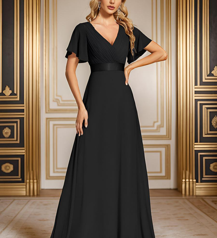 ever MONICA|Robe de soirée de mariage élégante en mousseline taille haute