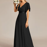 ever MONICA|Robe de soirée de mariage élégante en mousseline taille haute