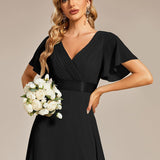 ever MONICA|Robe de soirée de mariage élégante en mousseline taille haute
