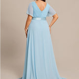ever MONICA|Robe de soirée de mariage élégante en mousseline taille haute