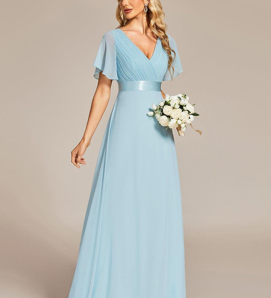 ever MONICA|Robe de soirée de mariage élégante en mousseline taille haute