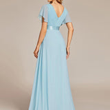 ever MONICA|Robe de soirée de mariage élégante en mousseline taille haute