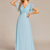 ever MONICA|Robe de soirée de mariage élégante en mousseline taille haute