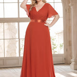 ever MONICA|Robe de soirée de mariage élégante en mousseline taille haute