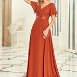 ever MONICA|Robe de soirée de mariage élégante en mousseline taille haute