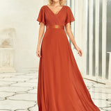 ever MONICA|Robe de soirée de mariage élégante en mousseline taille haute