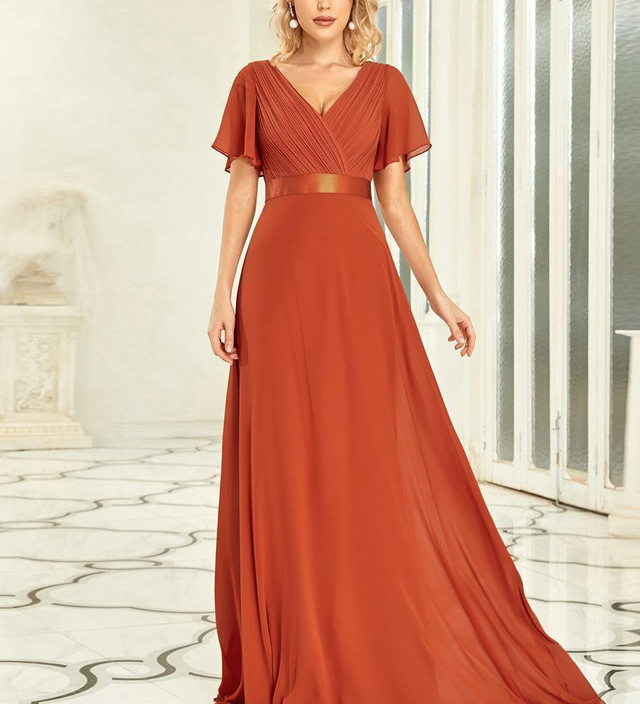 ever MONICA|Robe de soirée de mariage élégante en mousseline taille haute