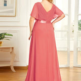ever MONICA|Robe de soirée de mariage élégante en mousseline taille haute
