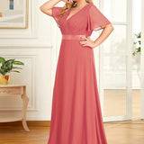 ever MONICA|Robe de soirée de mariage élégante en mousseline taille haute