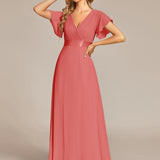 ever MONICA|Robe de soirée de mariage élégante en mousseline taille haute