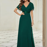 ever MONICA|Robe de soirée de mariage élégante en mousseline taille haute