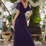 ever MONICA|Robe de soirée de mariage élégante en mousseline taille haute