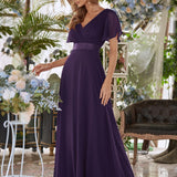 ever MONICA|Robe de soirée de mariage élégante en mousseline taille haute