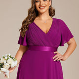 ever MONICA|Robe de soirée de mariage élégante en mousseline taille haute