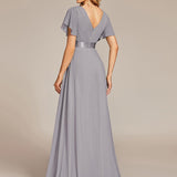 ever MONICA|Robe de soirée de mariage élégante en mousseline taille haute