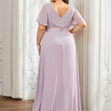 ever MONICA|Robe de soirée de mariage élégante en mousseline taille haute