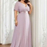 ever MONICA|Robe de soirée de mariage élégante en mousseline taille haute