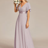ever MONICA|Robe de soirée de mariage élégante en mousseline taille haute