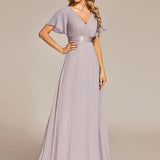 ever MONICA|Robe de soirée de mariage élégante en mousseline taille haute