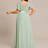 ever MONICA|Robe de soirée de mariage élégante en mousseline taille haute
