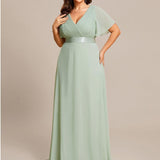 ever MONICA|Robe de soirée de mariage élégante en mousseline taille haute