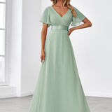 ever MONICA|Robe de soirée de mariage élégante en mousseline taille haute