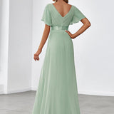 ever MONICA|Robe de soirée de mariage élégante en mousseline taille haute